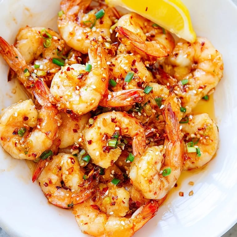 Close-up of tender, juicy Korean Garlic Butter Shrimp ready to be served, perfect for any meal.
