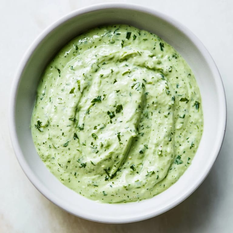 Bright, fresh ingredients for Green Goddess Salad Dip are blended into a smooth, vibrant green dip, perfect for a party platter or healthy snack.