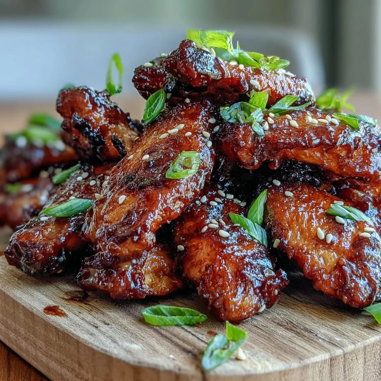 Freshly cooked Coca Cola Chicken Wings piled high on a platter, with a rich sauce pooling underneath.