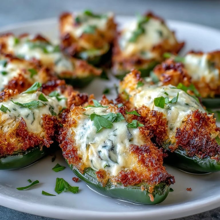 Spicy stuffed appetizer poppers with a crunchy panko crust, paired with a small bowl of remoulade for dipping.