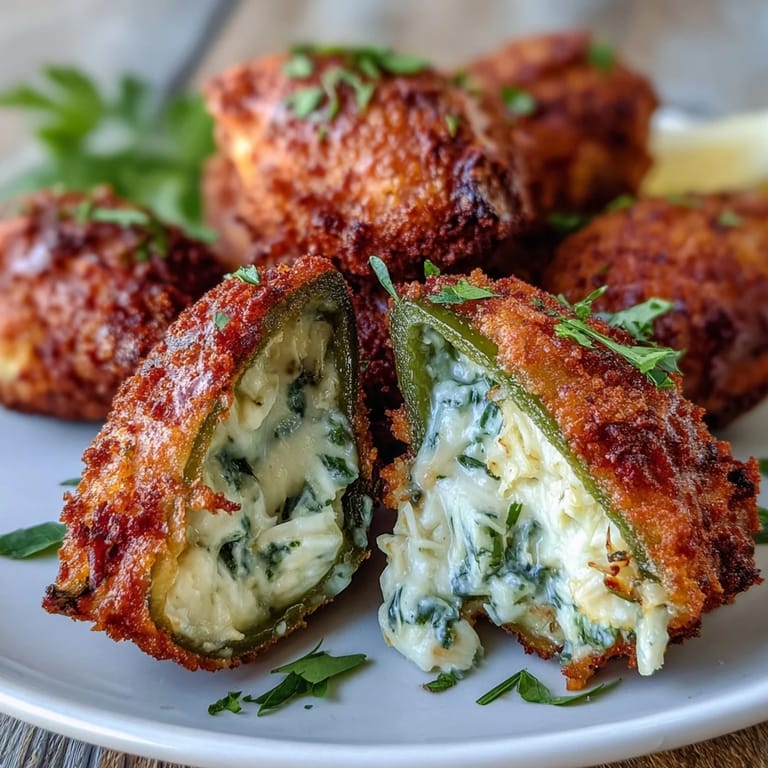 Baked jalapeño halves reveal a creamy lump crab filling, garnished with fresh parsley and a sprinkle of Cajun seasoning.