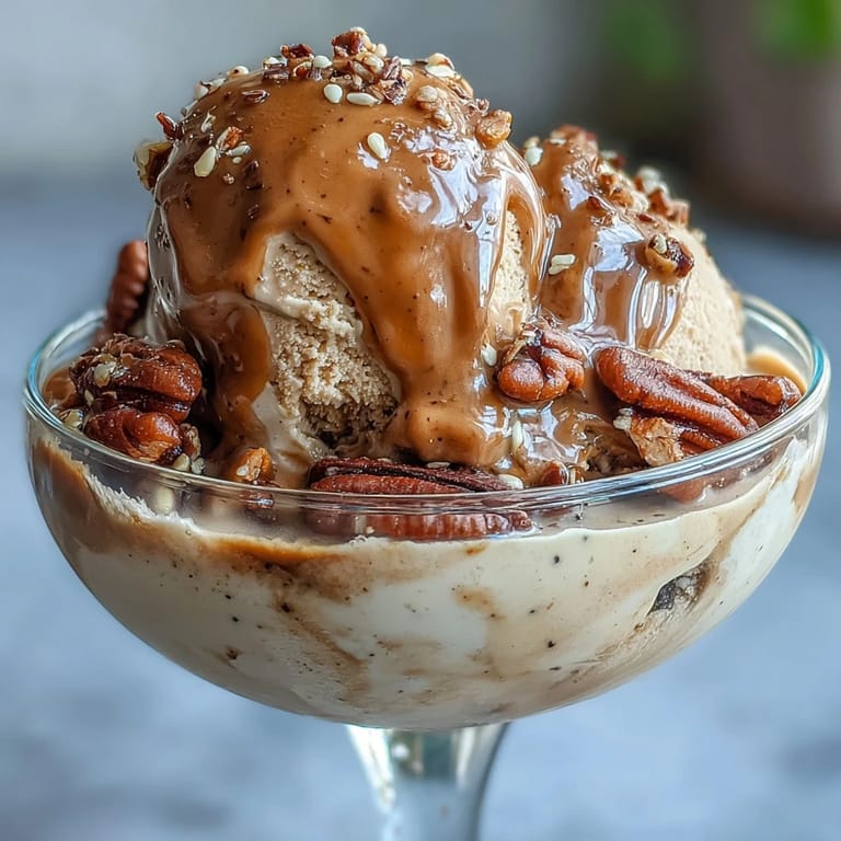 Warm roasted hojicha tea cascades over vanilla ice cream, creating a rich Japanese-style affogato with nutty toppings.