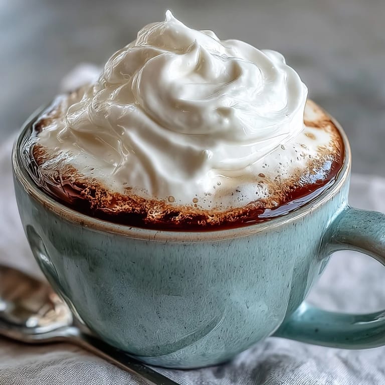 A single serving of Hojicha Macchiato with a creamy foam topping, ready to be enjoyed alongside a sweet pastry.