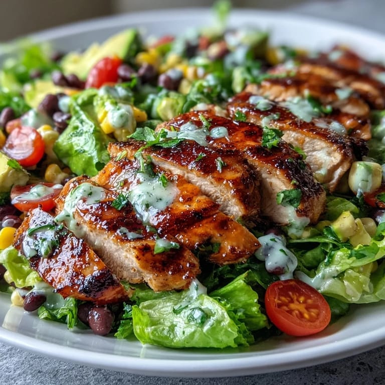 Chopped veggies and juicy chicken mingle in a rustic bowl for this High Protein Southwest Chicken Salad, ready for a healthy lunch.