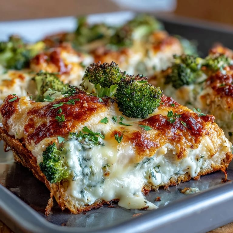 Cheesy Ranch Chicken & Broccoli Sheet Pan Melt topped with bubbly cheese and fresh parsley garnish.