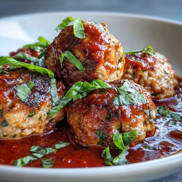 Spoon-able Clean Eating Turkey and Veggie Meatballs bubble in bright marinara, served over whole grain pasta for dinner.