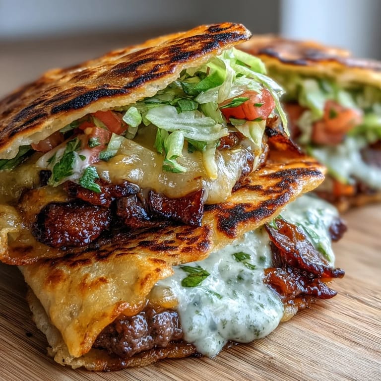 Golden mini smash burger tacos featuring juicy beef, melted cheddar, and crunchy lettuce in a crisp tortilla shell.