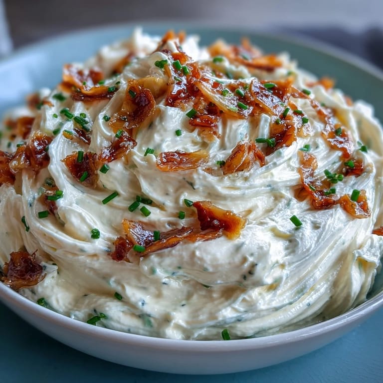 Whipped garlic cream cheese spread, light and fluffy with caramelized roasted garlic, perfect for crudités or toast.  