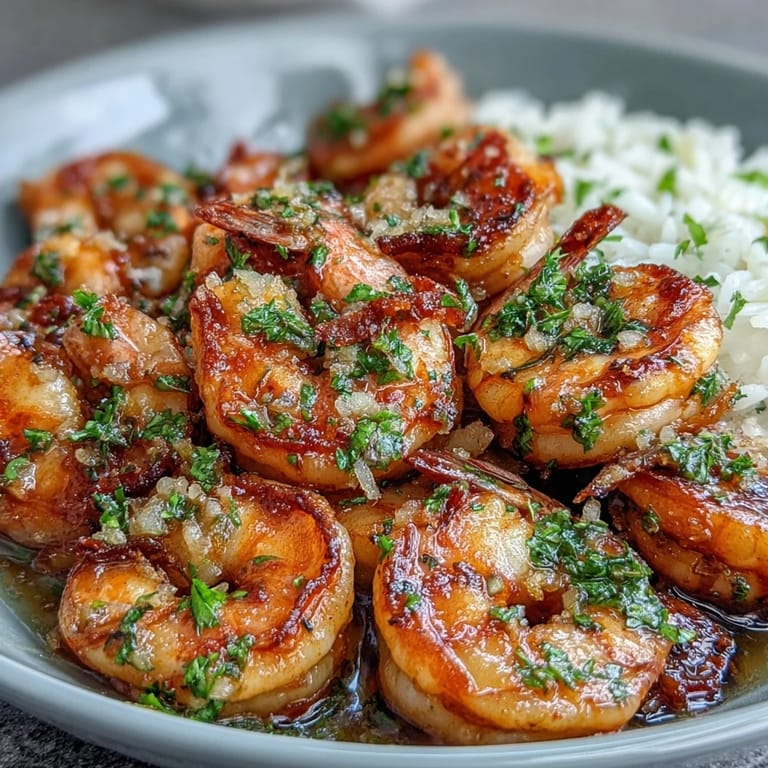 Easy healthy lemon garlic shrimp bowls served over fluffy brown rice with crisp cucumbers, tomatoes, and zesty lemon garnish.