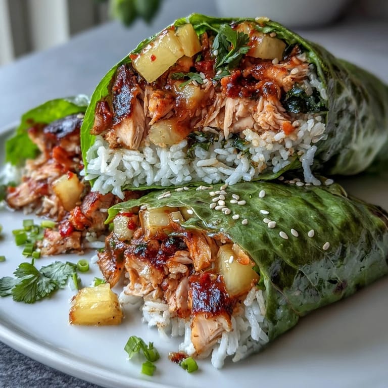 Sweet and savory pineapple chicken stir-fry served in butter lettuce cups with fluffy jasmine rice.  