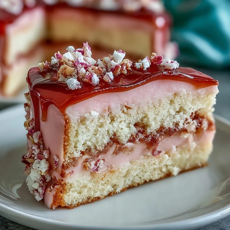 Layered sponge cake with pastel pink and yellow ombre effect, finished with silky buttercream and delicate decorations.