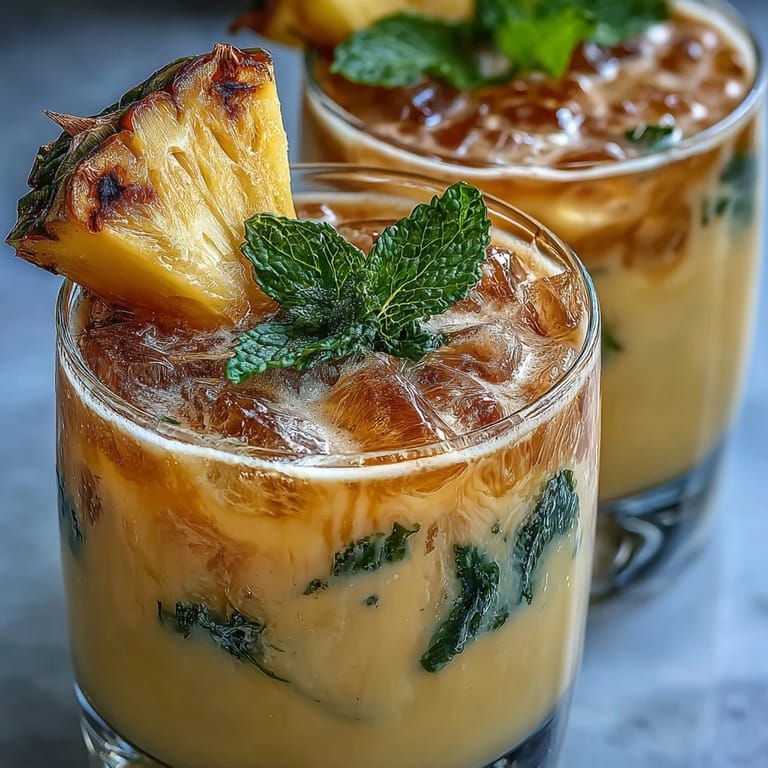 A frosty glass of pineapple coconut agua fresca, garnished with lime and mint, ready to sip on a sunny day.
