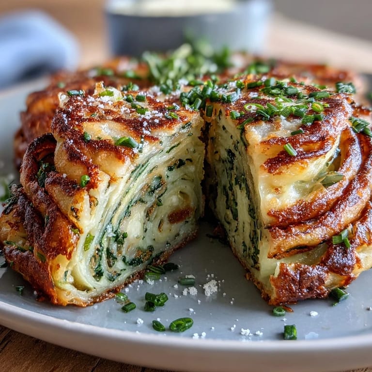 Hand-rolled spring onion pancakes with tender, flaky dough and vibrant green scallions, served hot and crispy.