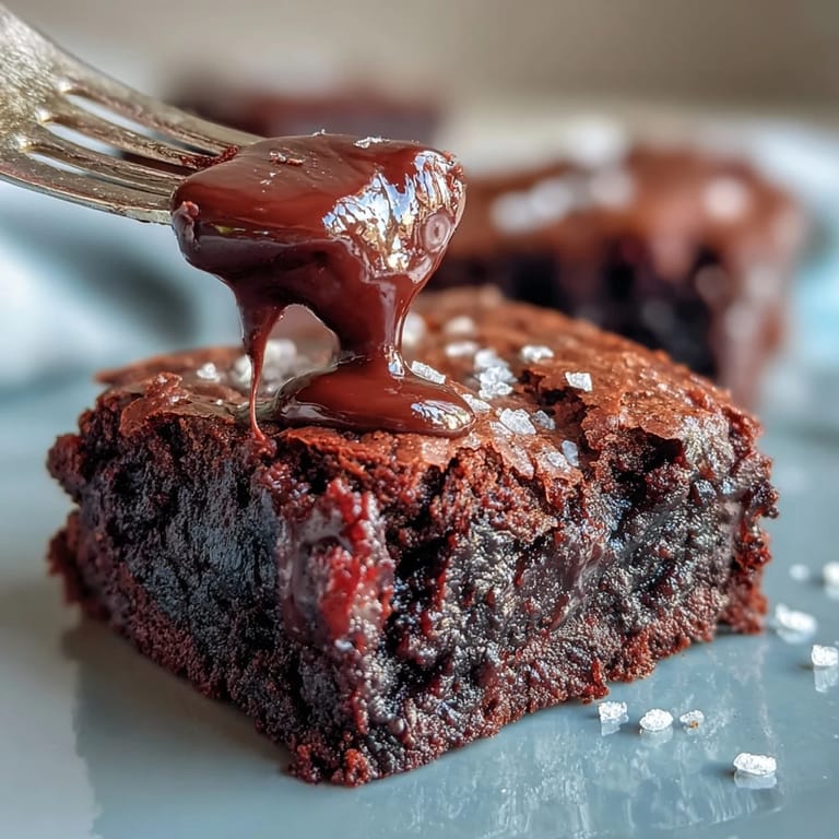 Decadent brownies topped with a creamy tahini swirl, blending nutty and chocolatey flavors for a unique dessert.  