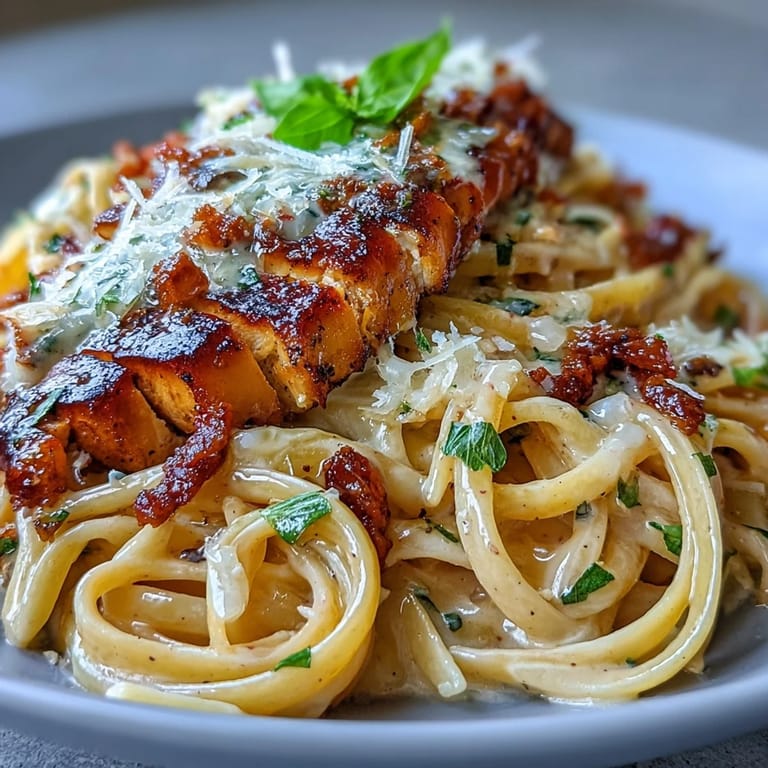 Savory Marry Me Chicken Pasta dish, boasting tender chicken and vibrant sun-dried tomatoes.