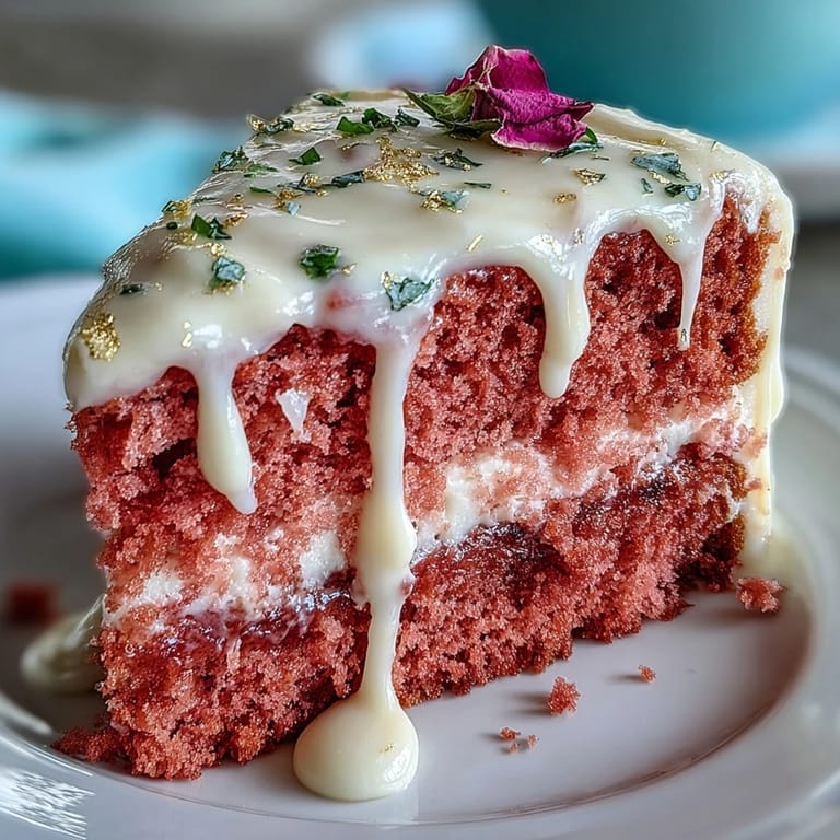 Moist Bridal Shower Rosé Velvet Cake, visually showcasing its rich pink hue.