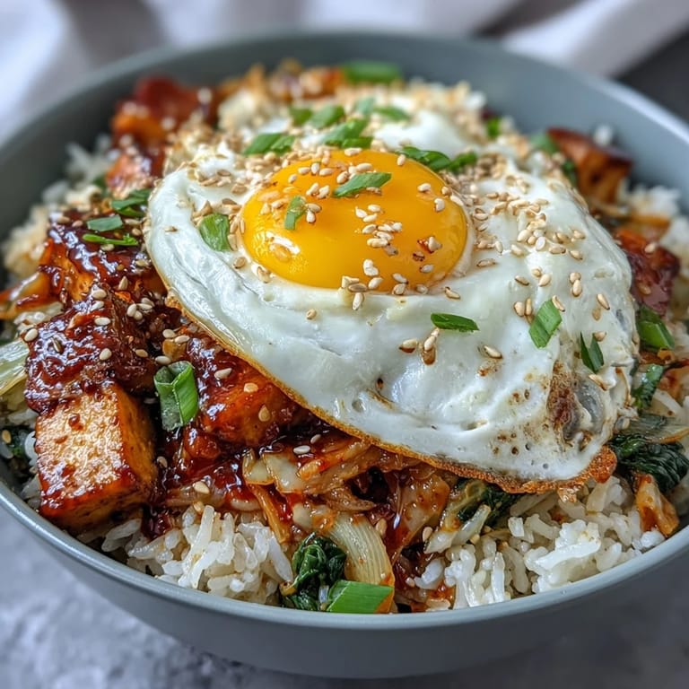 Savor this quick, hearty kimchi fried rice, perfect for a delicious and easy lunch or dinner.