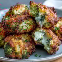 Crispy cheddar broccoli tots in the air fryer, golden and cheesy with a crunchy exterior and tender inside.  