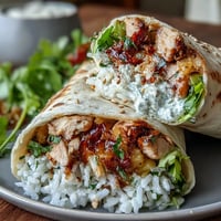 Fresh pineapple chicken and rice lettuce wraps with vibrant red bell pepper and crisp lettuce leaves.  