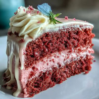 Elegant pink velvet cake infused with rosé wine, topped with silky cream cheese frosting and a shimmering edible gold drip.  